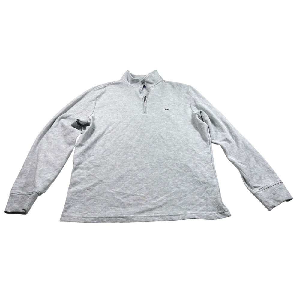 Vineyard Vines Men's Large Gray Quarter Zip Pullover Sweater Lightweight